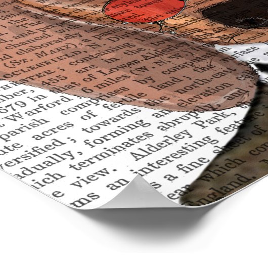 Dackel mit Steampunk Bowler Hat Poster (Ecke)