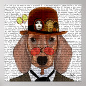 Dackel mit Steampunk Bowler Hat Poster (Vorne)