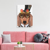 Dackel mit Top Hat und Goggles Leinwanddruck (Insitu (Wohnzimmer))