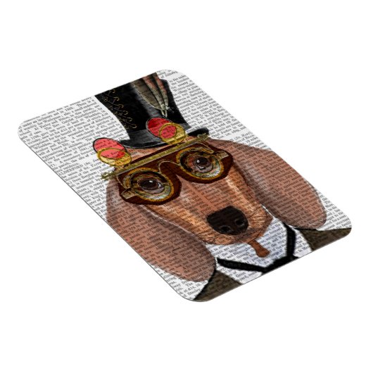 Dackel mit Top Hat und Goggles Magnet (Rechte Seite)