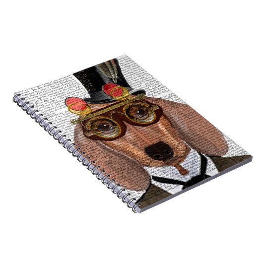 Dackel mit Top Hat und Goggles Notizblock (Rechte Seite)