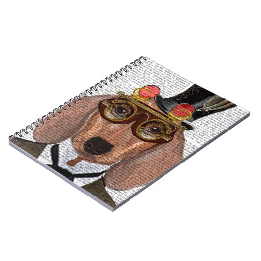 Dackel mit Top Hat und Goggles Notizblock (Linke Seite)