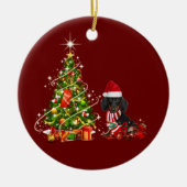 Dackel mit Weihnachten Keramik Ornament (Vorne)