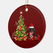 Dackel mit Weihnachten Keramik Ornament (Links)