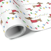 Dackel mit Weihnachtsbeleuchtungspapier Geschenkpapier (Rolleneckpunkt)