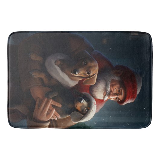 Dackel mit Weihnachtsfeiertag Badematte (Vorderseite)