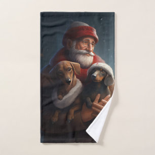 Dackel mit Weihnachtsfeiertag Badhandtuch Set