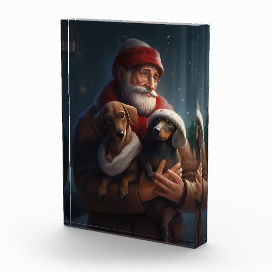 Dackel mit Weihnachtsfeiertag Fotoblock (Rechts)