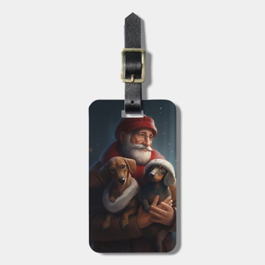 Dackel mit Weihnachtsfeiertag Gepäckanhänger (Vorderseite vertikal)