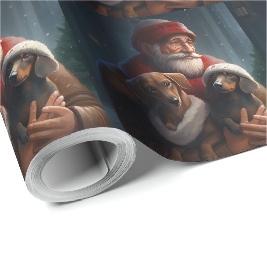 Dackel mit Weihnachtsfeiertag Geschenkpapier (Rolleneckpunkt)