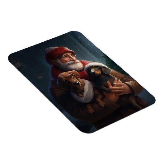Dackel mit Weihnachtsfeiertag Magnet (Rechte Seite)