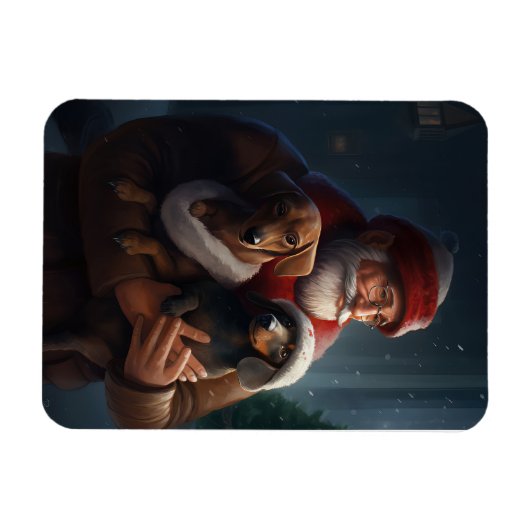 Dackel mit Weihnachtsfeiertag Magnet (Horizontal)