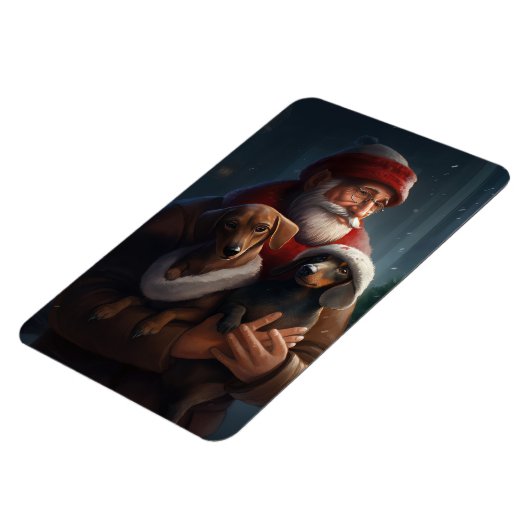 Dackel mit Weihnachtsfeiertag Magnet (Linke Seite)
