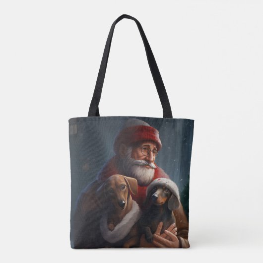 Dackel mit Weihnachtsfeiertag Tasche (Rückseite)