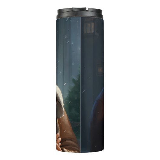 Dackel mit Weihnachtsfeiertag Thermosbecher (Rückseite)