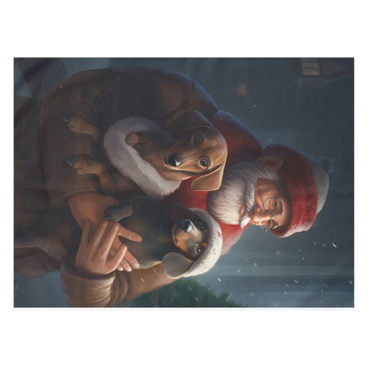 Dackel mit Weihnachtsfeiertag Tischdecke (Vorderseite (Horizontal))