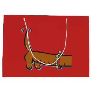 Dackel mit Weihnachtsmann Große Geschenktüte