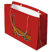 Dackel mit Weihnachtsmann Große Geschenktüte (Rückseite Schrägansicht)