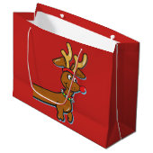 Dackel mit Weihnachtsmann Große Geschenktüte (Vorderseite Schrägansicht)