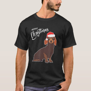 Dackel mit Weihnachtsmannmütze Frohe Weihnachtslie T-Shirt