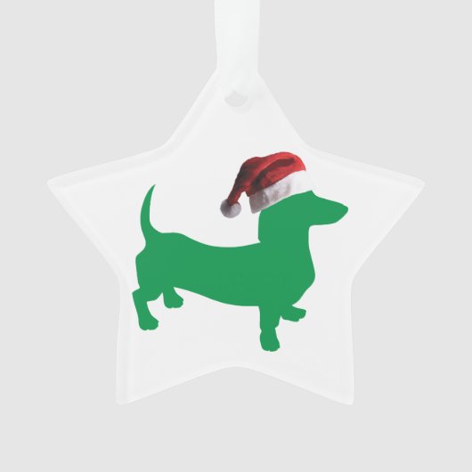 Dackel mit Weihnachtsmannmütze Ornament (Vorderseite)