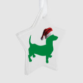 Dackel mit Weihnachtsmannmütze Ornament (Vorderseite)