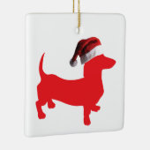 Dackel mit Weihnachtsmütze Keramikornament (Rechts)