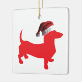 Dackel mit Weihnachtsmütze Keramikornament (Links)