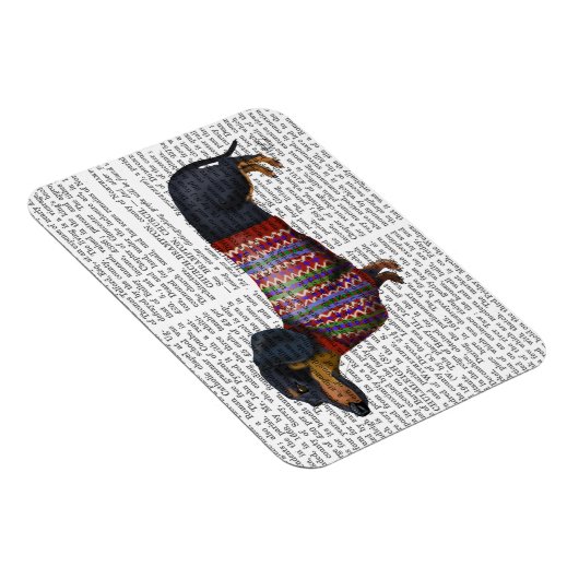 Dackel mit Wollpulli Magnet (Rechte Seite)