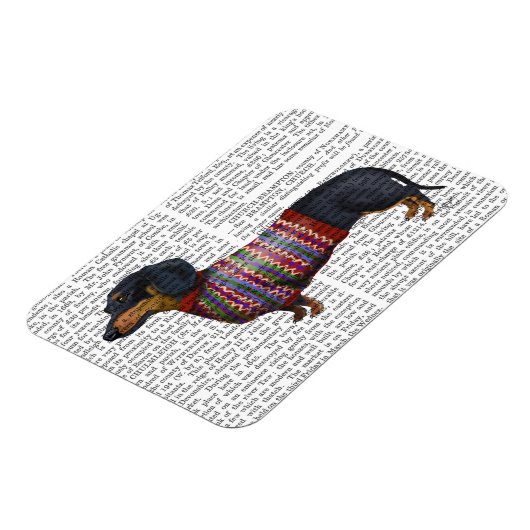 Dackel mit Wollpulli Magnet (Linke Seite)