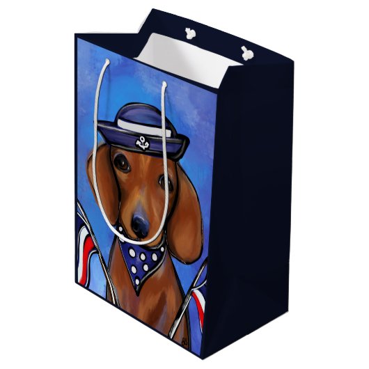 Dackel Mittlere Geschenktüte (Rückseite Schrägansicht)