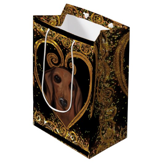 DACKEL MITTLERE GESCHENKTÜTE (Vorderseite Schrägansicht)