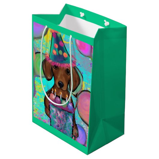 Dackel Mittlere Geschenktüte (Rückseite Schrägansicht)