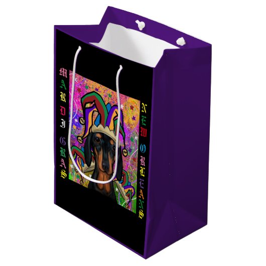 Dackel Mittlere Geschenktüte (Vorderseite Schrägansicht)