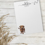 Dackel Monogramm Personalisiert Notizblock<br><div class="desc">Dieses Design kann in dem Bereich personalisiert werden, der durch das Ändern des Fotos und/oder Textes zur Verfügung gestellt wird. Sie können auch angepasst werden, indem Sie auf Vorlage personalisieren klicken und dann auf die Schaltfläche klicken, um weitere Optionen anzupassen, um die Hintergrundfarbe zu löschen oder zu ändern, Text hinzuzufügen,...</div>