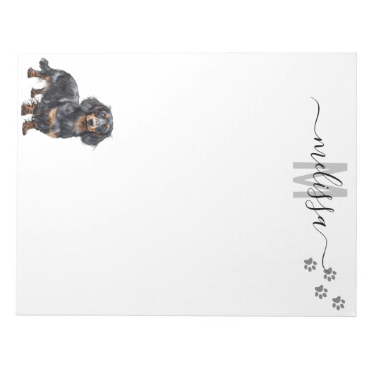 Dackel Monogramm Personalisiert Notizblock (Vorderseite)