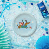 Dackel, Mops & Bird Holiday Paper Plate Pappteller (Party)