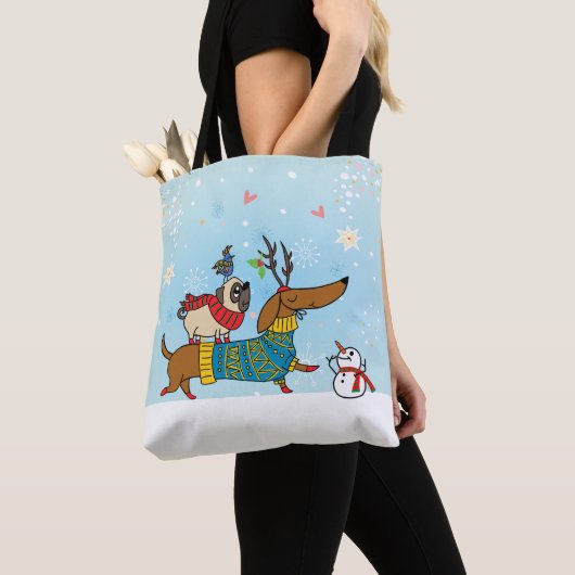 Dackel, Mops & Bird Holiday Tasche (Von Nahem)