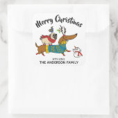 Dackel, Mops und Weihnachtslabel Quadratischer Aufkleber (Tasche)