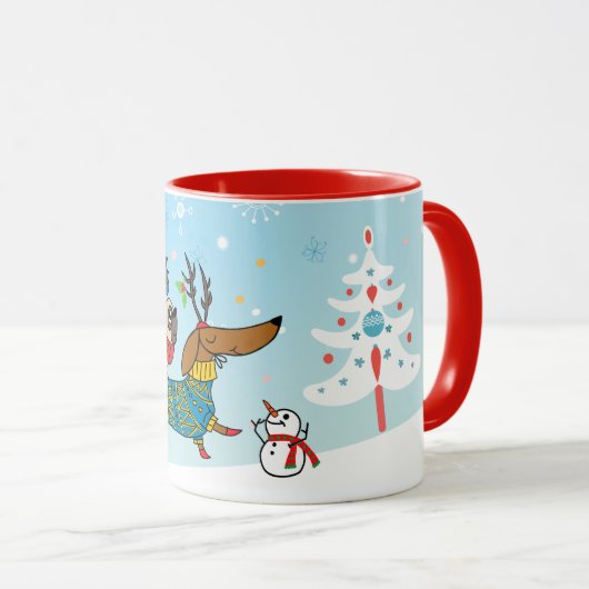 Dackel, Mops & Urlaub Tasse (VorderseiteRechts)