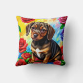 Dackel Mops Welpenhund farbiges Kissen (Rückseite)