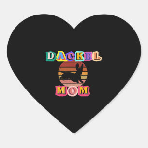 Dackel Motiv MAMA Retro Design Herz-Aufkleber