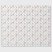 Dackel Muster farbenfrohe Wursthunde Stilvoll Geschenkpapier (Flach)