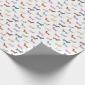 Dackel Muster farbenfrohe Wursthunde Stilvoll Geschenkpapier (Ecke)