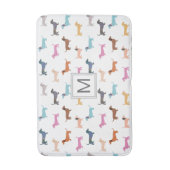 Dackel Muster farbige Wurstwaren Monogramm Badematte (Vorderseite Vertikal)