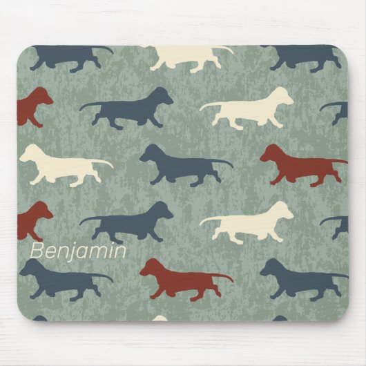 Dackel Muster Personalisiert Mousepad (Vorne)