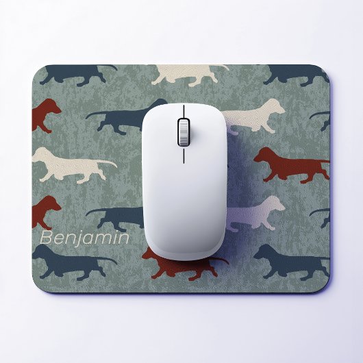 Dackel Muster Personalisiert Mousepad