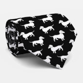 Dackel Muster Schwarze Krawatte Dackel Hund (Gerollt)