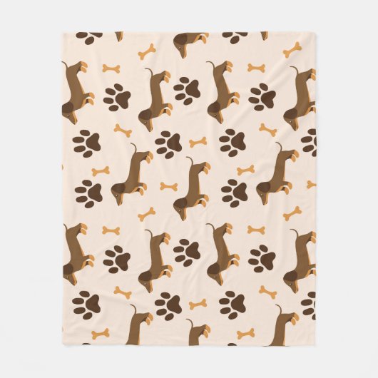 Dackel Muster: Vintages Druckdesign Fleecedecke (Vorderseite)