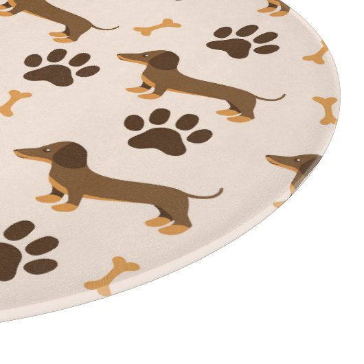 Dackel Muster: Vintages Druckdesign Schneidebrett (Ecke)